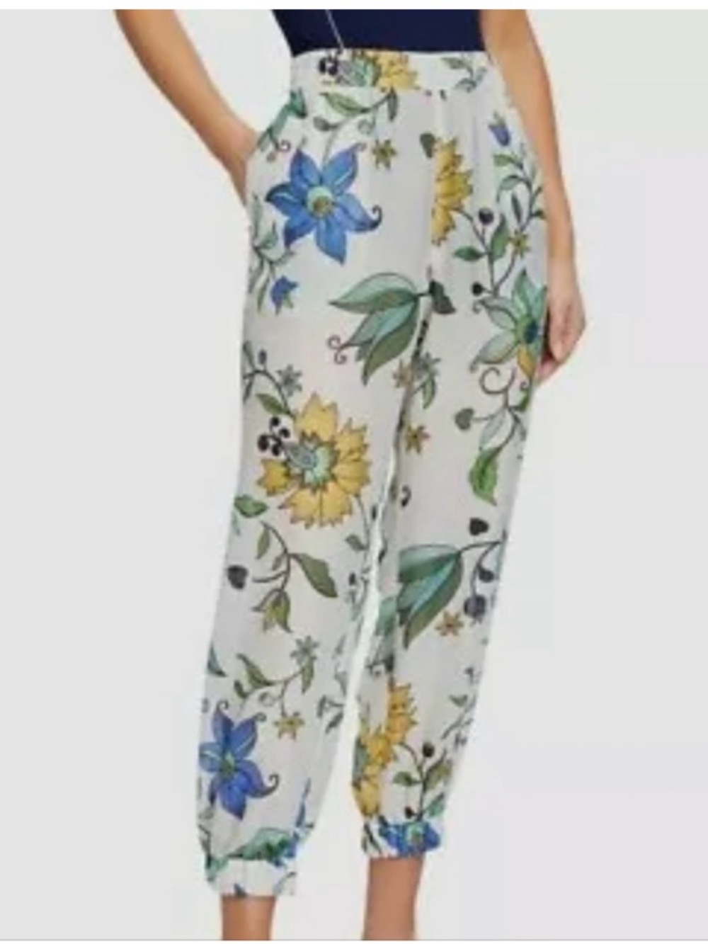 Tory burch printed beach pant ivory floral print